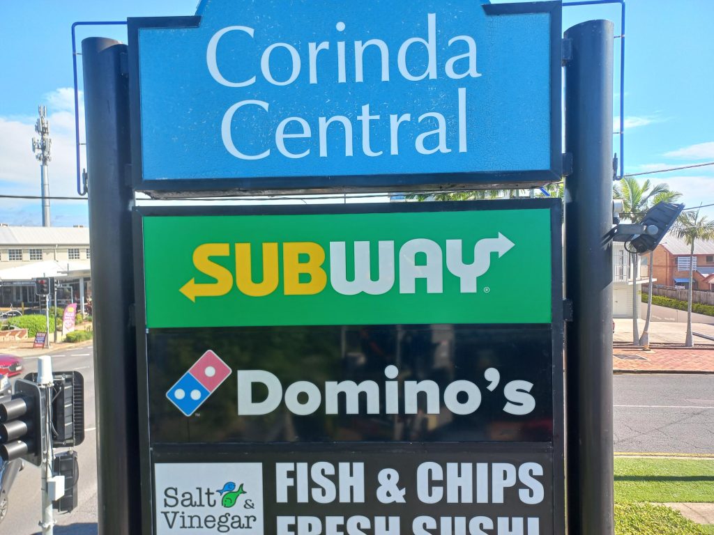 Subway Corinda External Acrylic Pylon Signage